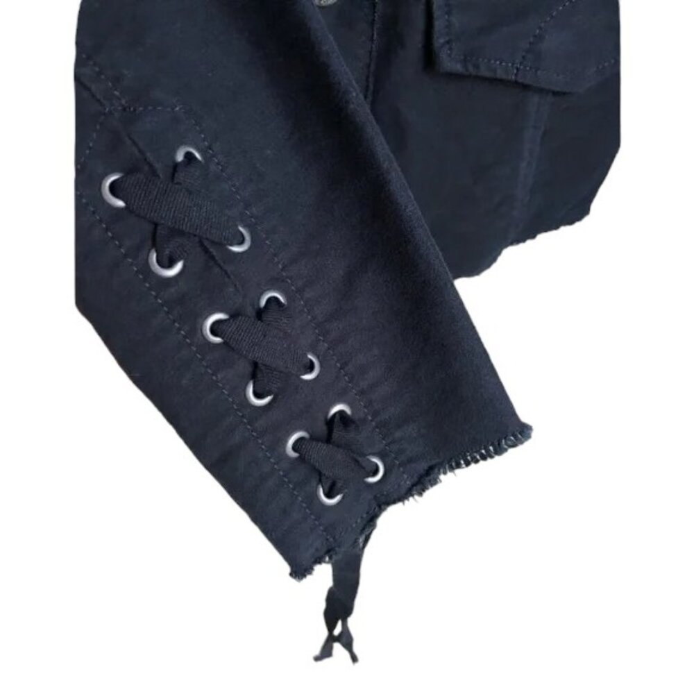 Free People Black Faux Suede Button Down Jacket Military Style - Picture 5 of 5